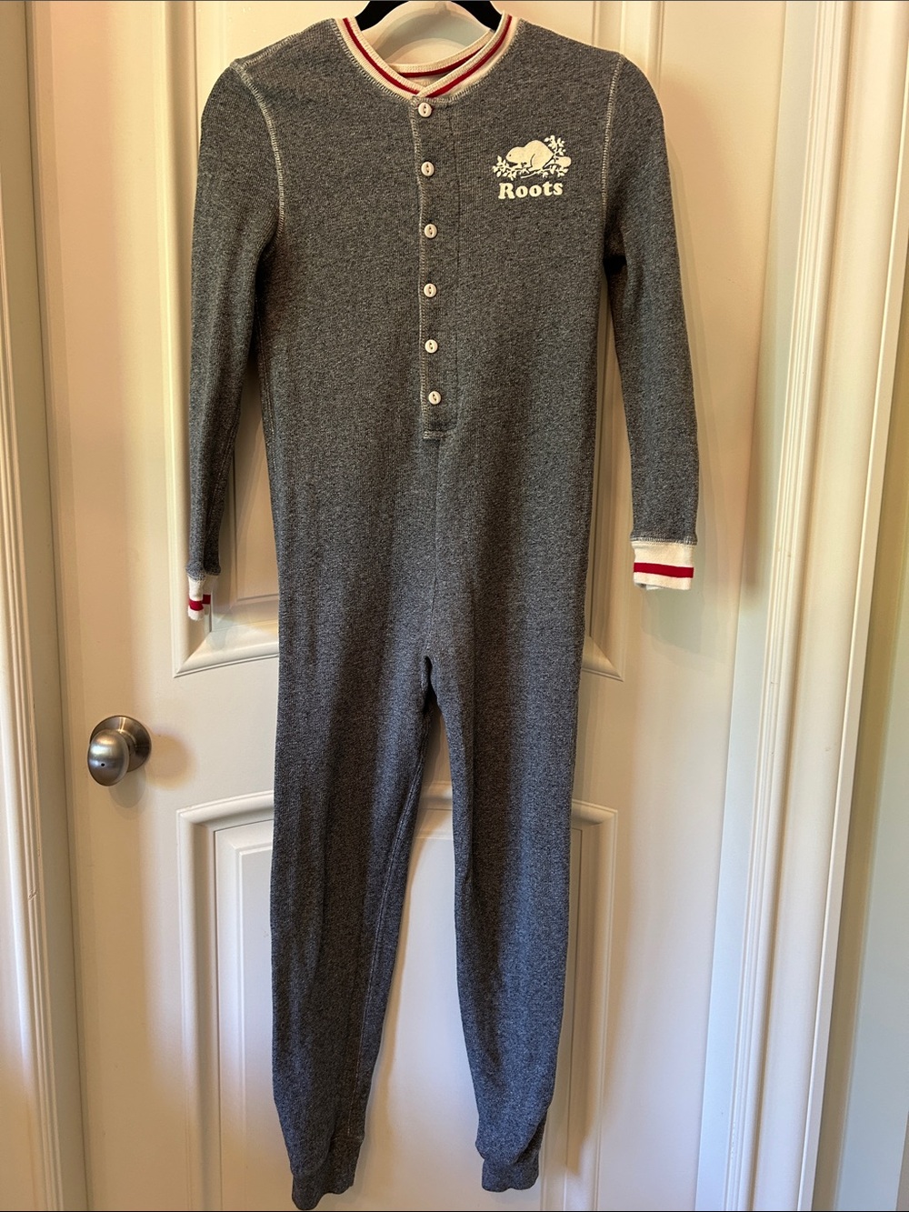 Roots waffle knit kids one piece PJs